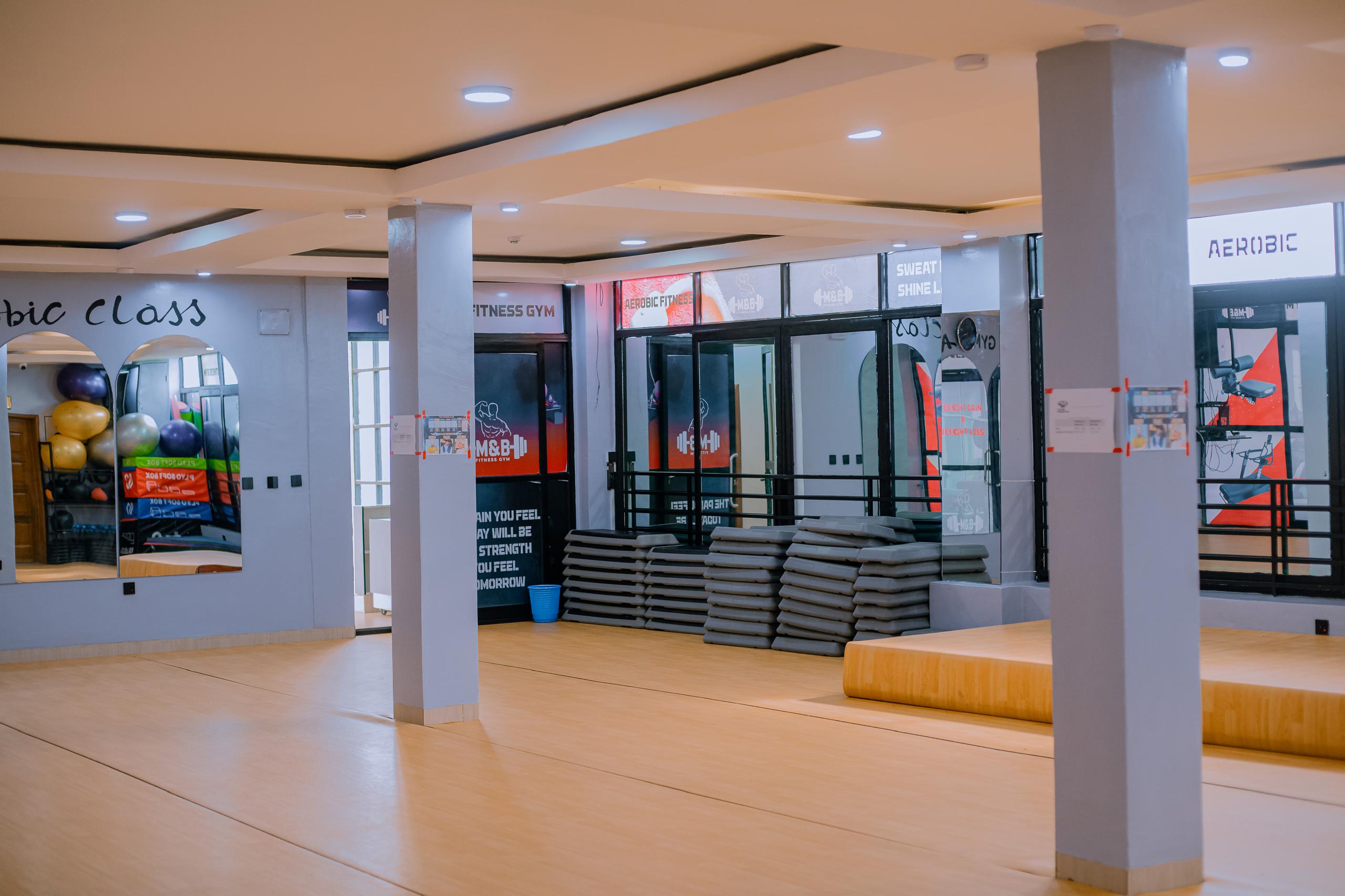 Interior corridor with rich wood flooring